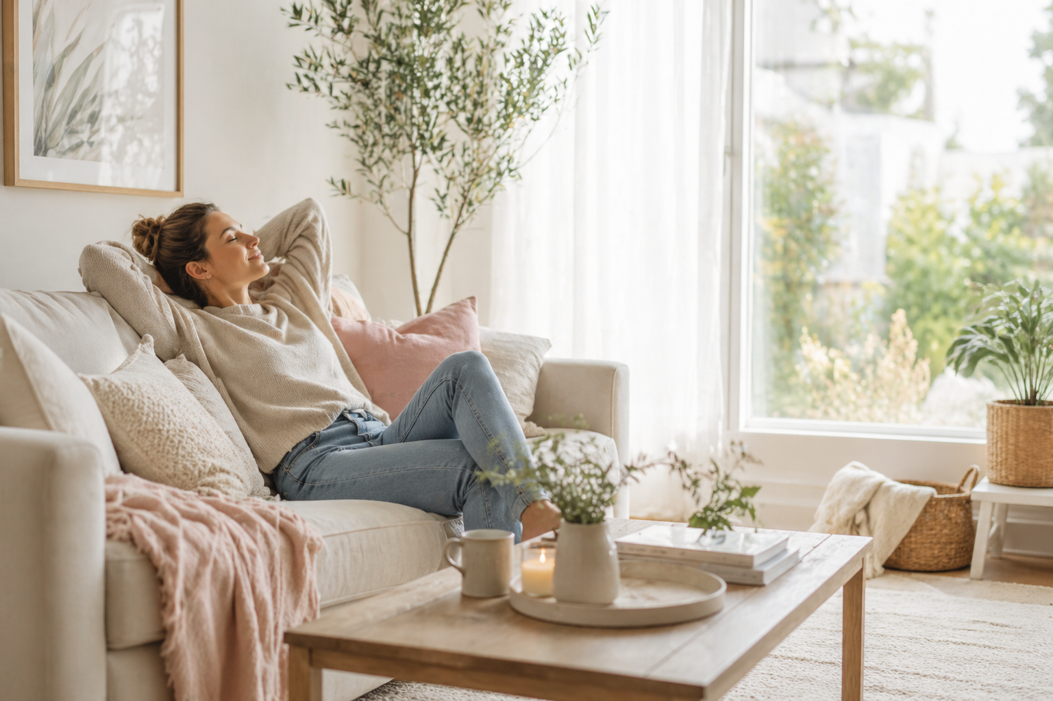 Relaxing in a clean, calm home